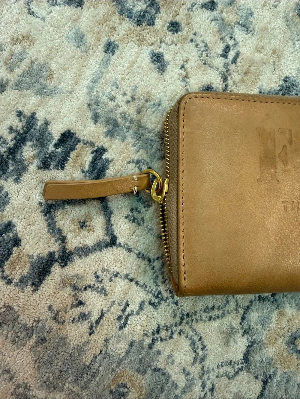 FEED Cognac Caramel Brown Leather Zip Wallet Clutch